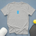 Grey t-shirt with a small blue pickleball court graphic on the chest.