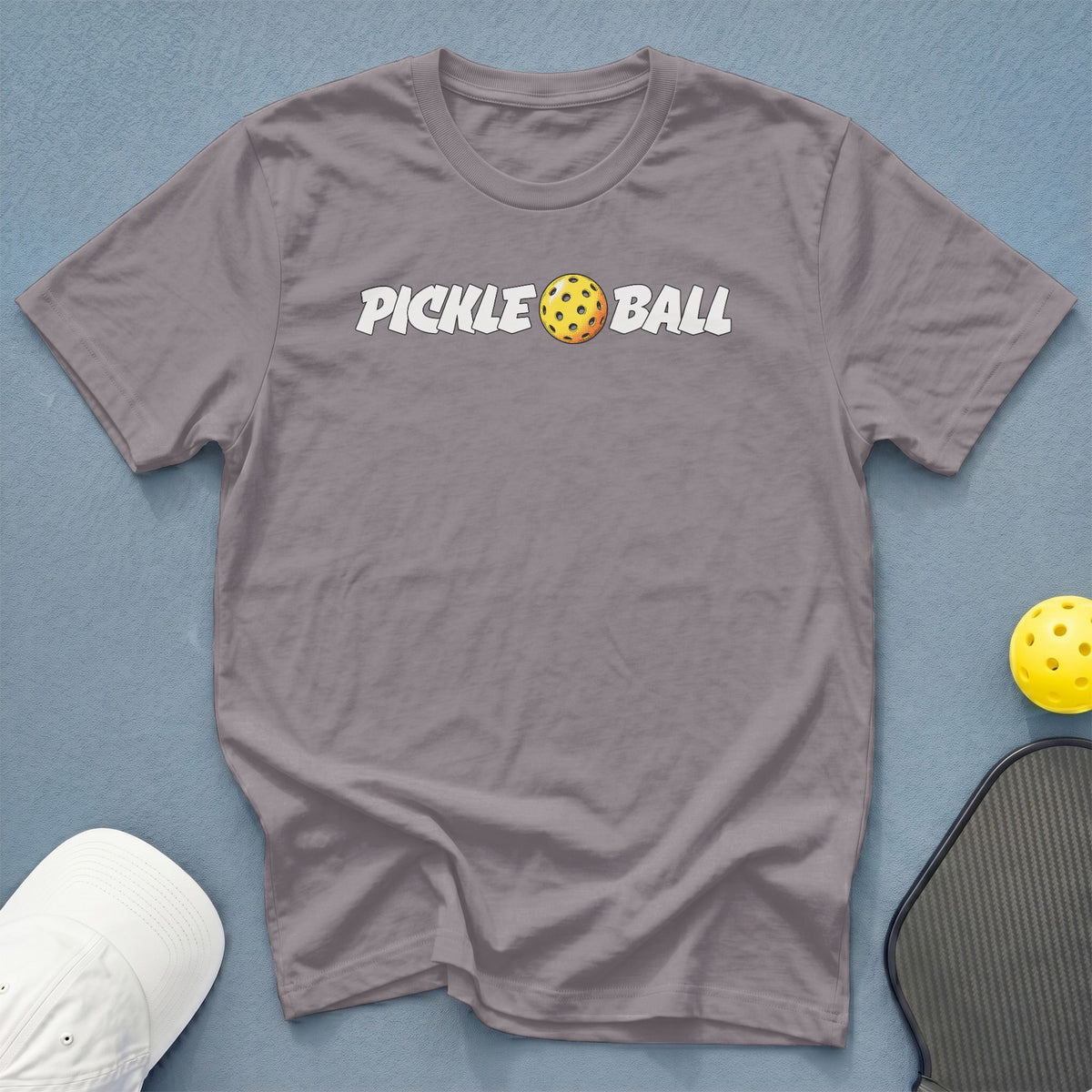 Gray t-shirt with "PICKLE BALL" text and pickleball graphic.
