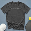 Dark grey t-shirt with "Here for the diiinks." text, white cap, pickleball paddle and ball.