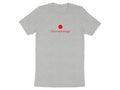 Grey t-shirt with a red dot and "Third test design" text.