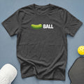 Charcoal t-shirt with a pickle graphic and the word "BALL".
